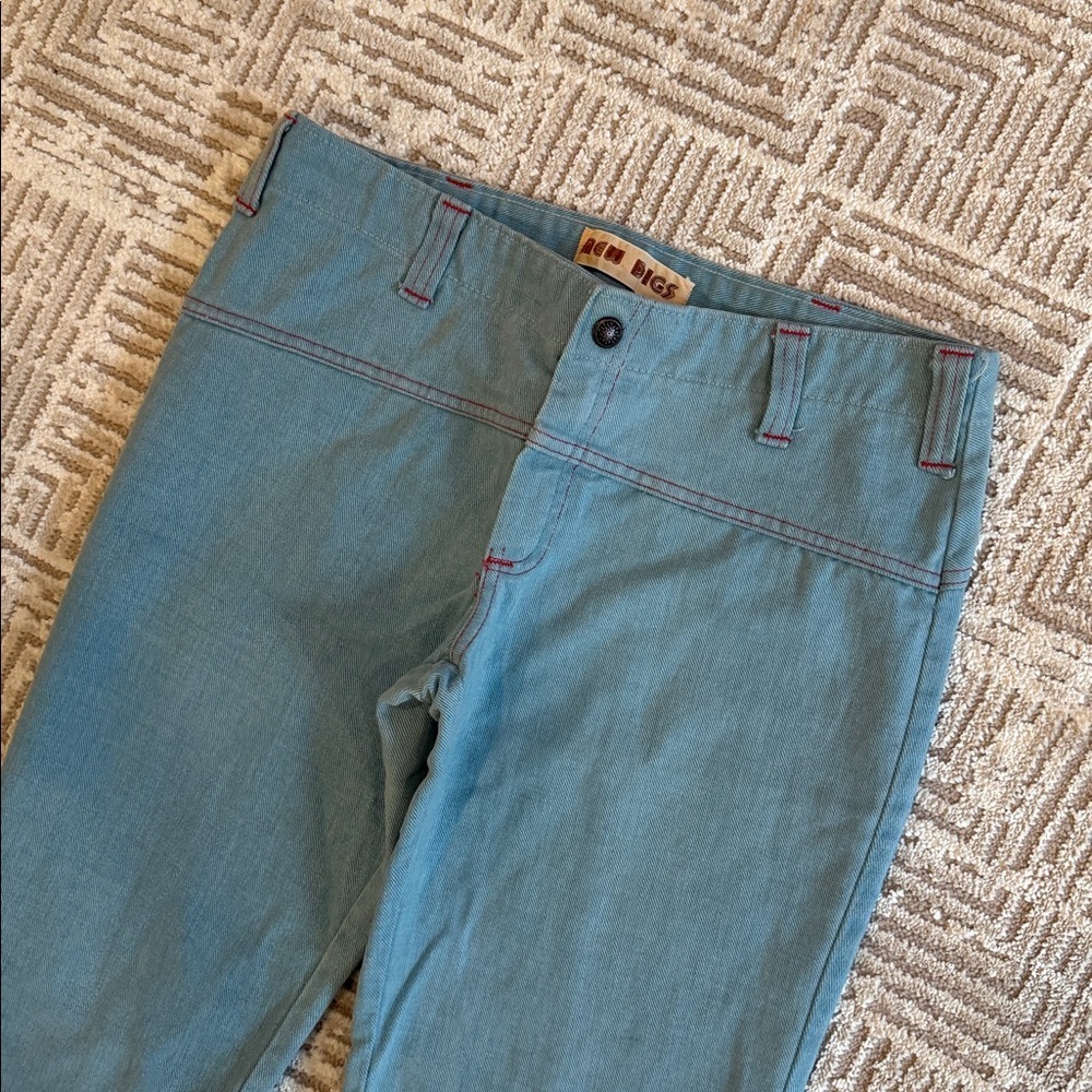 New Digs Vintage 70s Flare Bell Bottom Low Rise Light Wash Denim Jeans Talon - Picture 3 of 12